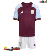 Camisa de Futebol Aston Villa Amadou Onana #24 Equipamento Principal Infantil 2025-26 Manga Curta (+ Calças curtas)